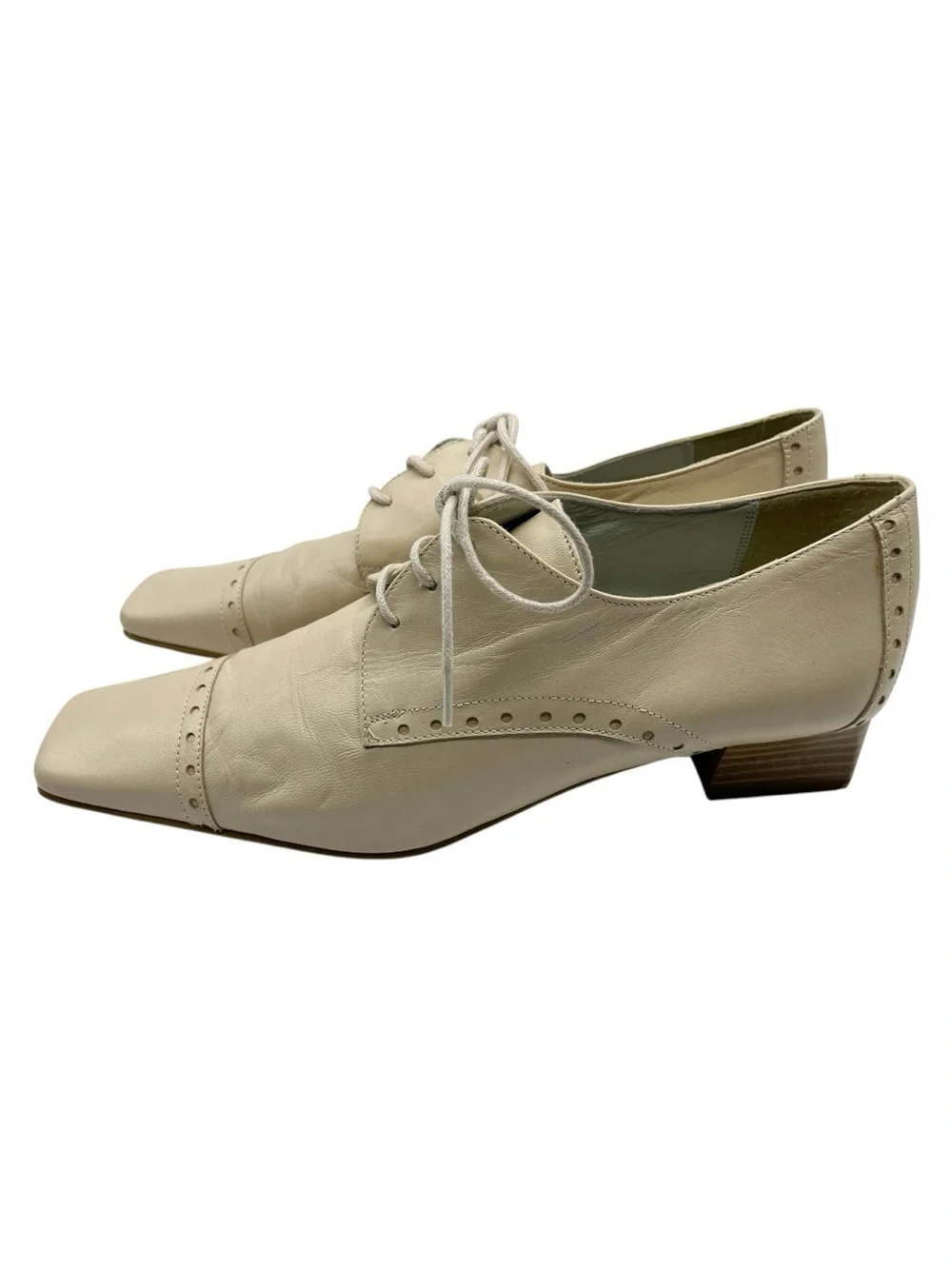 Vintage Görtz 17 Y2K Square Toe Beige Leather Size 40 ca 9 in US